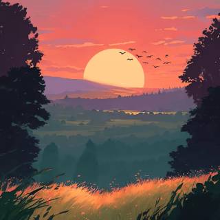 Sunset art phone wallpaper