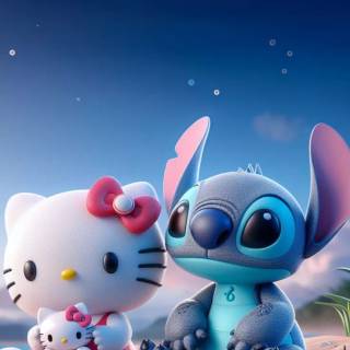 Hello Kitty and Stitch Valentines wallpaper