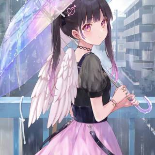 Anime girl with umbrella wallpaper
