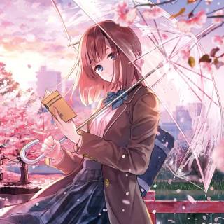 Anime girl with umbrella wallpaper