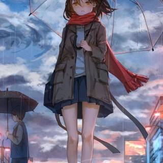 Anime girl with umbrella wallpaper