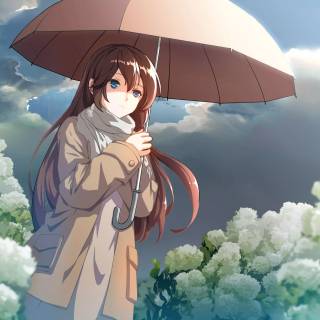 Anime girl with umbrella wallpaper