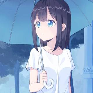 Anime girl with umbrella wallpaper