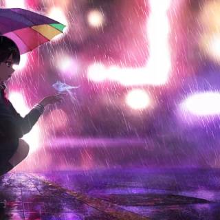 Anime girl with umbrella wallpaper