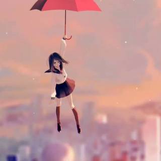Anime girl with umbrella wallpaper