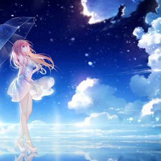 Anime girl with umbrella wallpaper