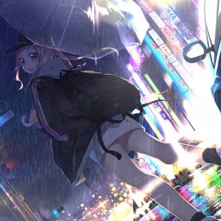 Anime girl with umbrella wallpaper