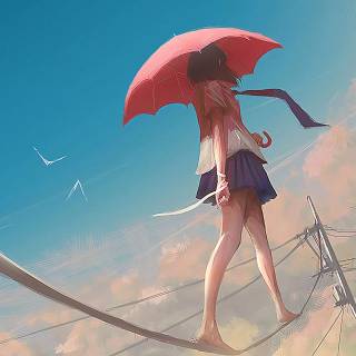 Anime girl with umbrella wallpaper