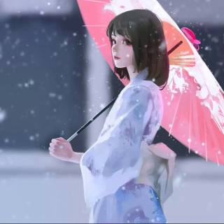 Anime girl with umbrella wallpaper