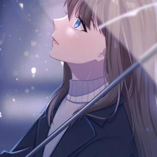 Anime girl with umbrella wallpaper