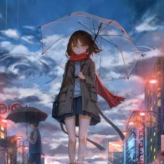 Anime girl with umbrella wallpaper