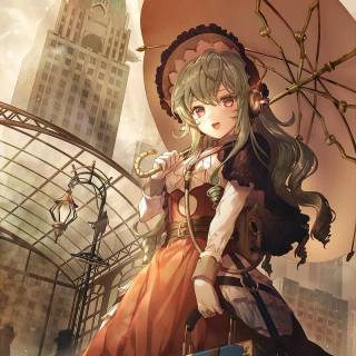 Anime girl with umbrella wallpaper