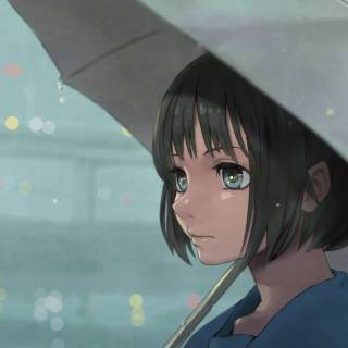 Anime girl with umbrella wallpaper