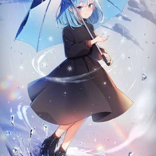Anime girl with umbrella wallpaper