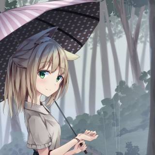 Anime girl with umbrella wallpaper