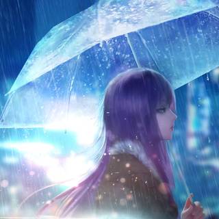 Anime girl with umbrella wallpaper