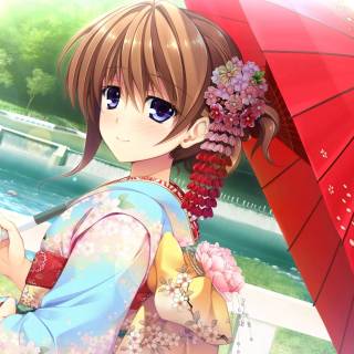 Anime girl with umbrella wallpaper