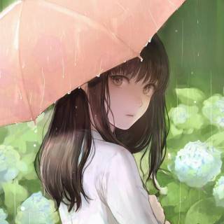 Anime girl with umbrella wallpaper