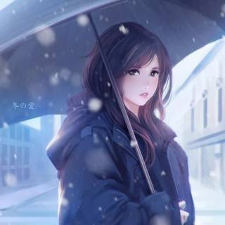 Anime girl with umbrella wallpaper
