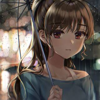 Anime girl with umbrella wallpaper