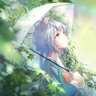 Anime girl with umbrella wallpaper