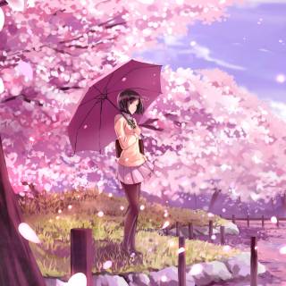 Anime girl with umbrella wallpaper