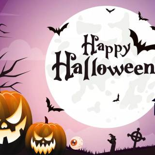 Purple pumpkins Halloween wallpaper
