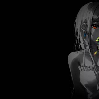 Anime black and white girl wallpaper