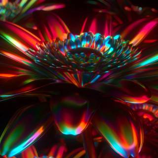 Neon flowers 4k wallpaper