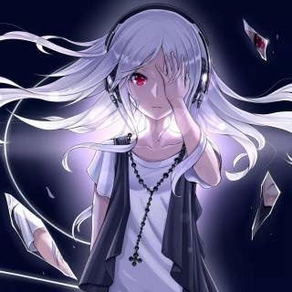 White haired anime girl desktop wallpaper