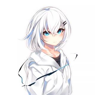 White haired anime girl desktop wallpaper