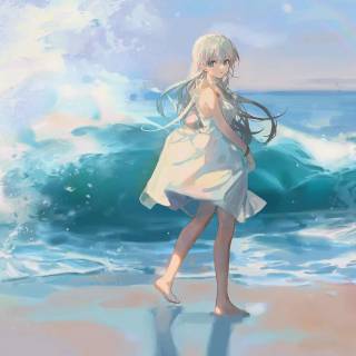 White haired anime girl desktop wallpaper
