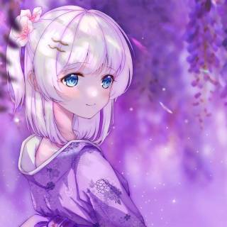 White haired anime girl desktop wallpaper