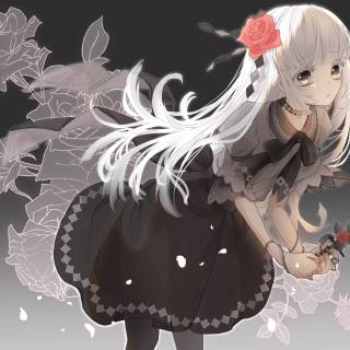 White haired anime girl desktop wallpaper