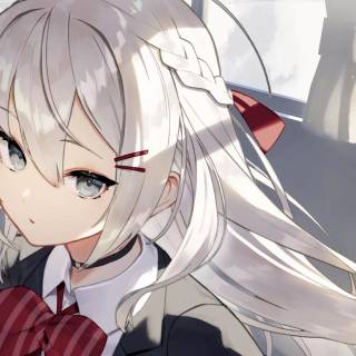 White haired anime girl desktop wallpaper