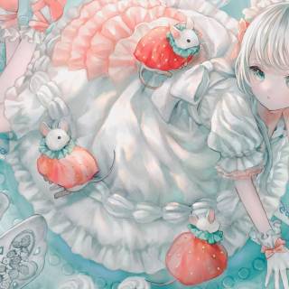 White haired anime girl desktop wallpaper