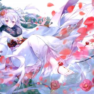 White haired anime girl desktop wallpaper
