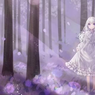 White haired anime girl desktop wallpaper