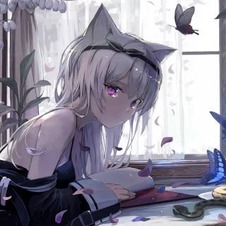 White haired anime girl desktop wallpaper