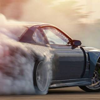 Drift car with smoke wallpaper