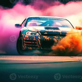 Drift car with smoke wallpaper