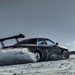 Drift car with smoke wallpaper