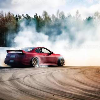 Drift car with smoke wallpaper