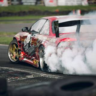 Drift car with smoke wallpaper