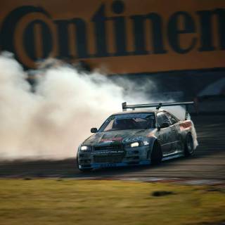 Drift car with smoke wallpaper