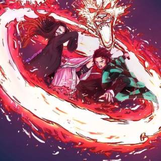 Demon Slayer fight poster wallpaper