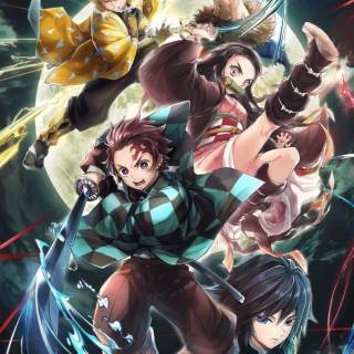 Demon Slayer fight poster wallpaper