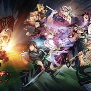 Demon Slayer fight poster wallpaper