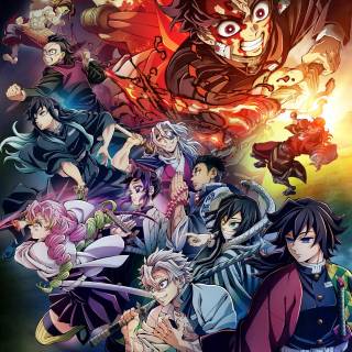 Demon Slayer fight poster wallpaper