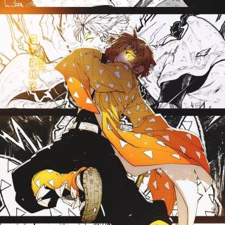 Zenitsu vs Kaigaku poster wallpaper